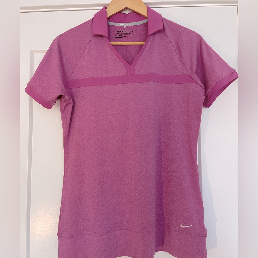 Women’s Nike Golf dri fit short sleeve golf collar shirt pink